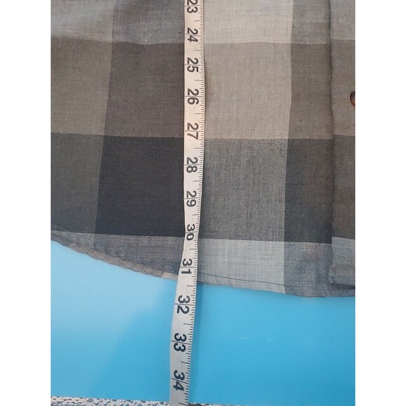 Men Button Front Large Gray Plaid  Long Sleeve Chest  Pocket Lightweight - Picture 6 of 8